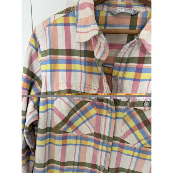 Stio Women’s Organic Cotton Plaid Flannel Long Sleeve Button Down Shirt XLarge - Picture 5 of 5
